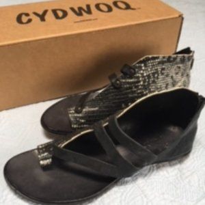 CYDWOQ sandals: 100% leather, black python